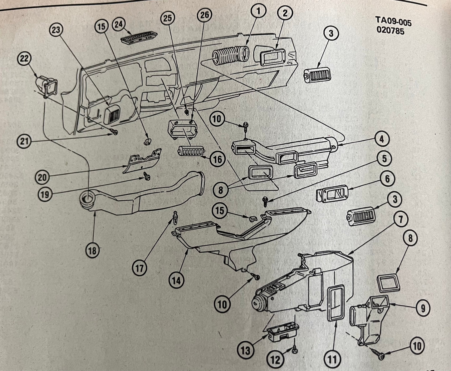 Duct, Air Conditioning Lower LH Duct Air Vent Design (A/C AC) 1973 - 1979 Part# 6273319
