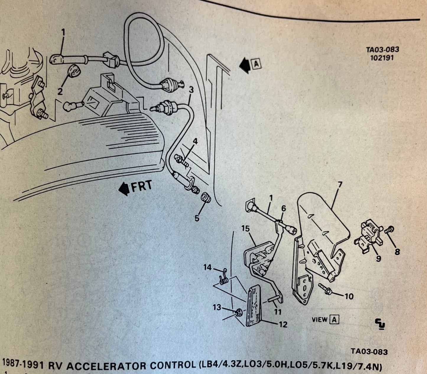 Cable, Accelerator Control Cable TBI 1987 - 1991 ( Throttle Cable ) Part# 15551476