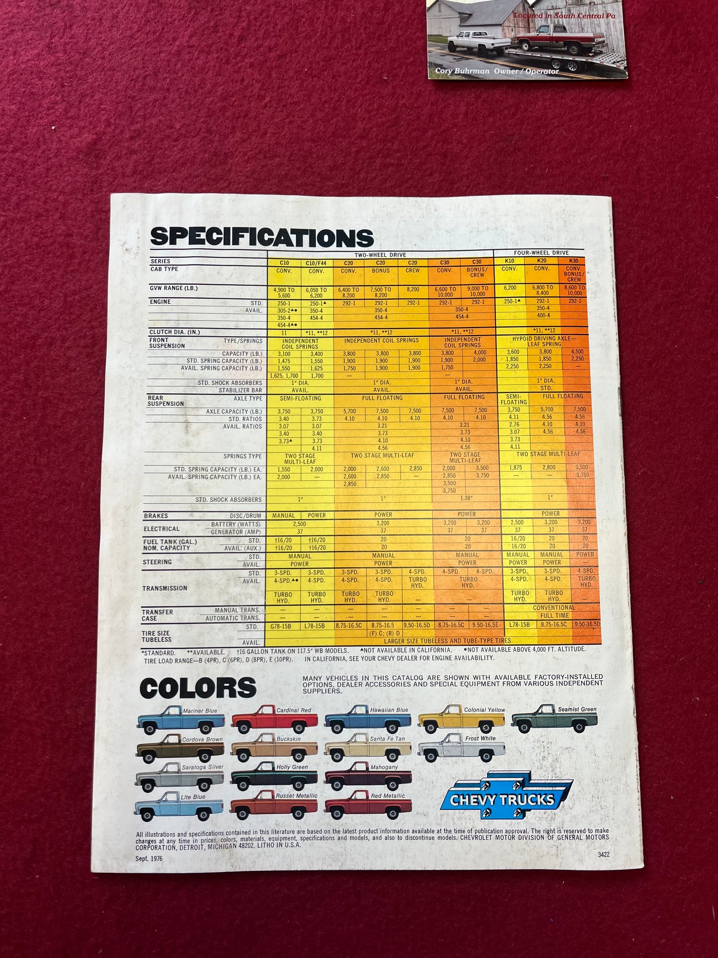 Brochure, 1977 Chevy Pickup Dealership Brochure