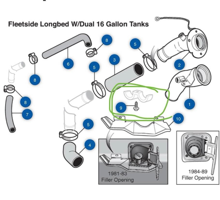 Support, Fuel Filler Hose Support (8’ Bed 16 Gallon Tanks)