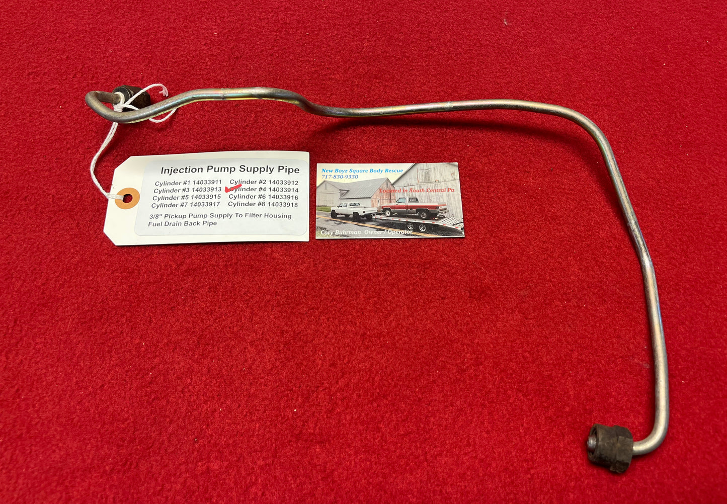 Pipe, Fuel Injection Pump Pipe 6.2 Cylinder #4 Part# 14033914