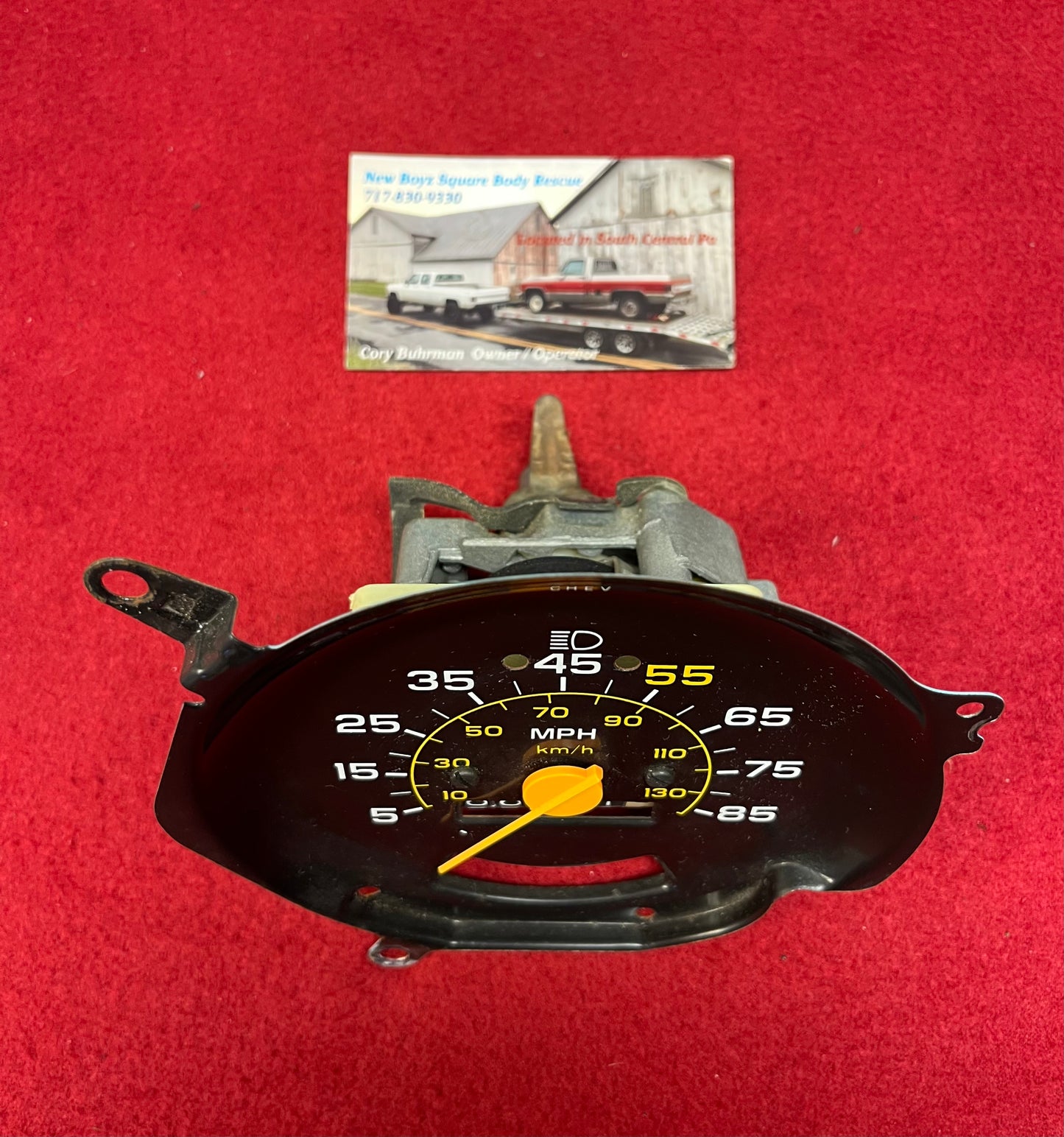 Head Assembly, Speedometer Head Assembly 85 MPH Yellow Needle