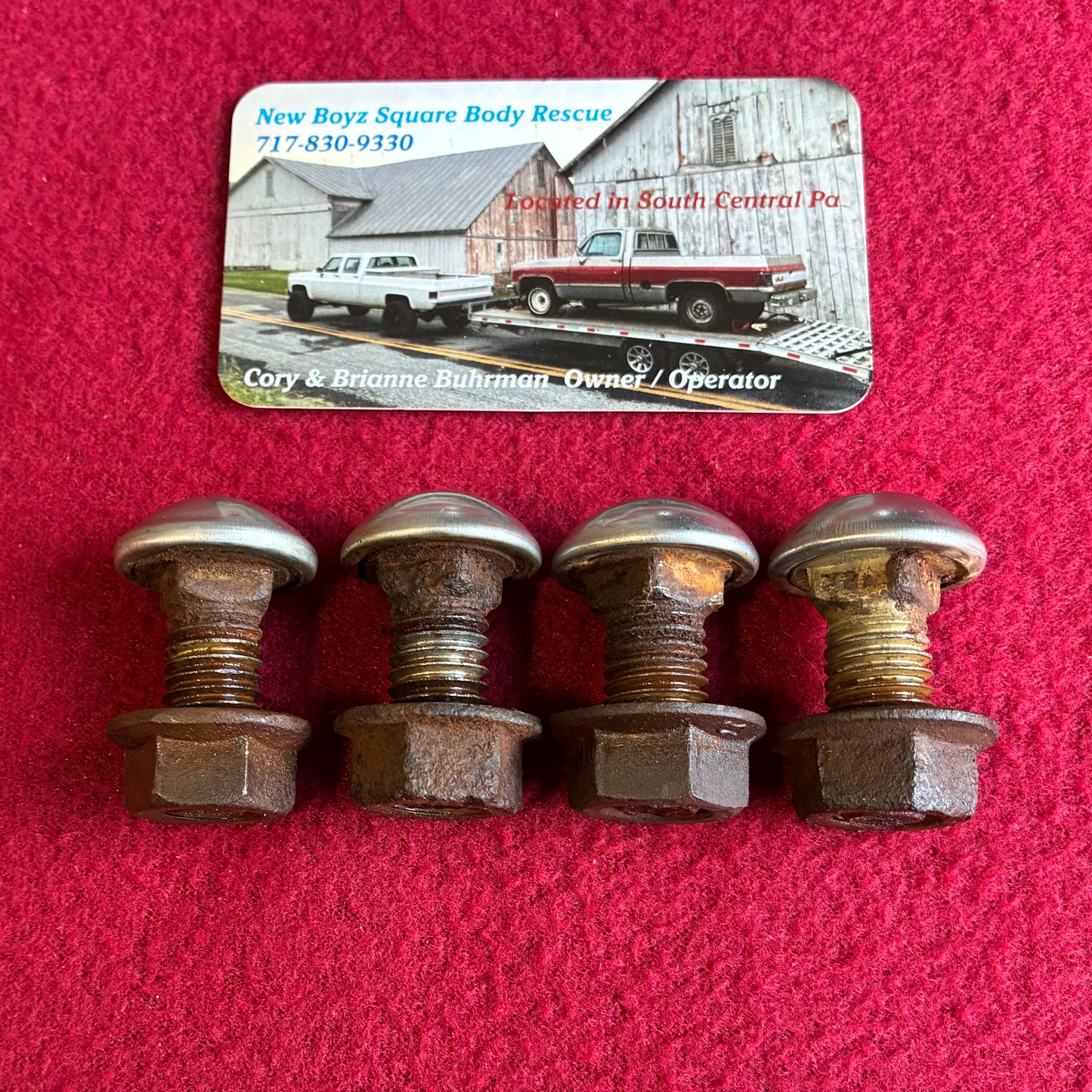 Bolts, Bumper Chrome Carriage Bolts With Flange Nut Quantity 4 Used B Grade