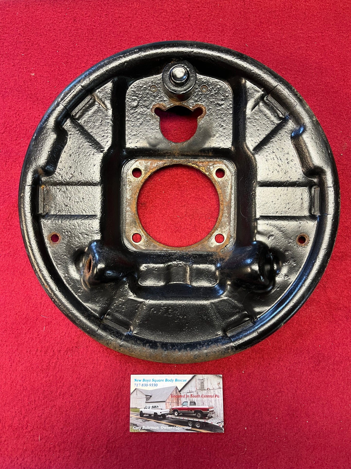 Plate, Right Rear Brake Flange Plate (Backing Plate) Corporate 10 Bolt 8.5 Ring Gear Part#14055280