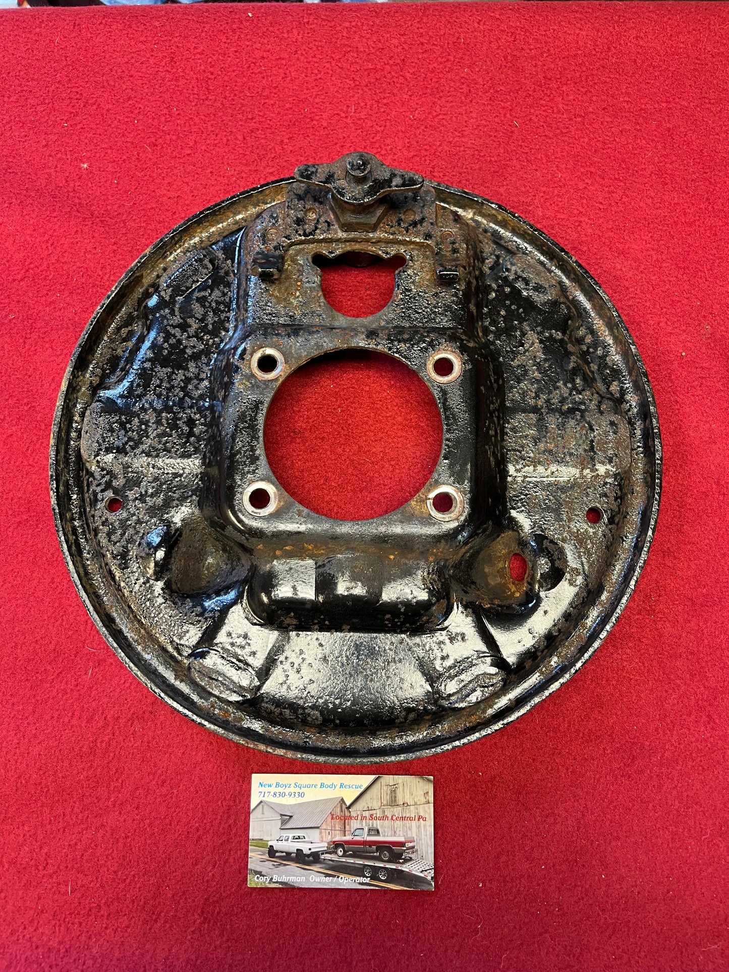 Plate, Right Rear Brake Flange Plate (Backing Plate) Corporate 10 Bolt 8.5 Ring Gear Part#14055280