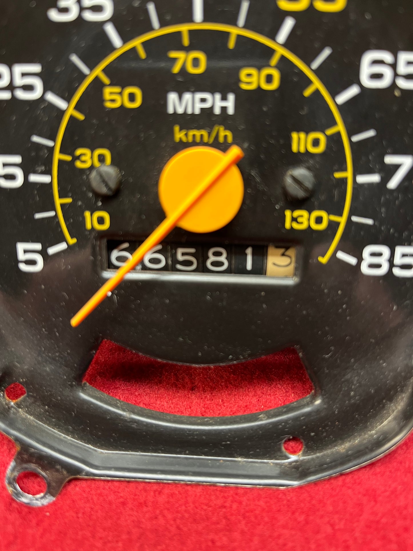 Head Assembly, Speedometer Head Assembly 85 MPH Yellow Needle