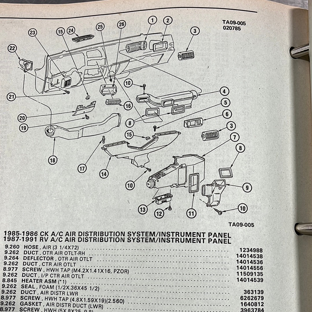 81-91 Square Body AC Right Duct Part#