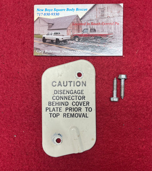 Plate, Dome Light Connection Plate With Wording (Wiring Closure) (Courtesy Lamp) (Blazer / Jimmy) Wiring Closure with Wording