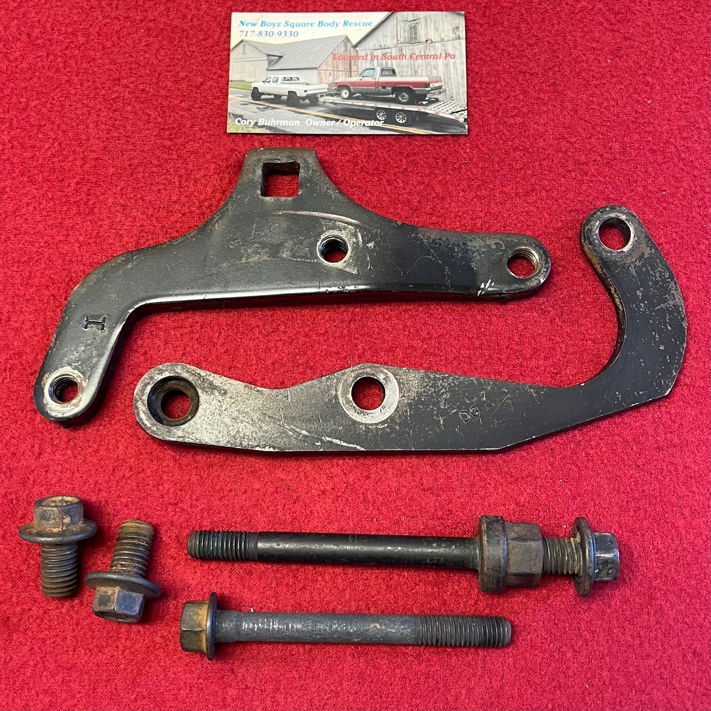 2: Bracket Set, Air Conditioning (AC) Compressor Mount Bracket Set with Attachment Bolts R-4 Pancake Style 1985-1988