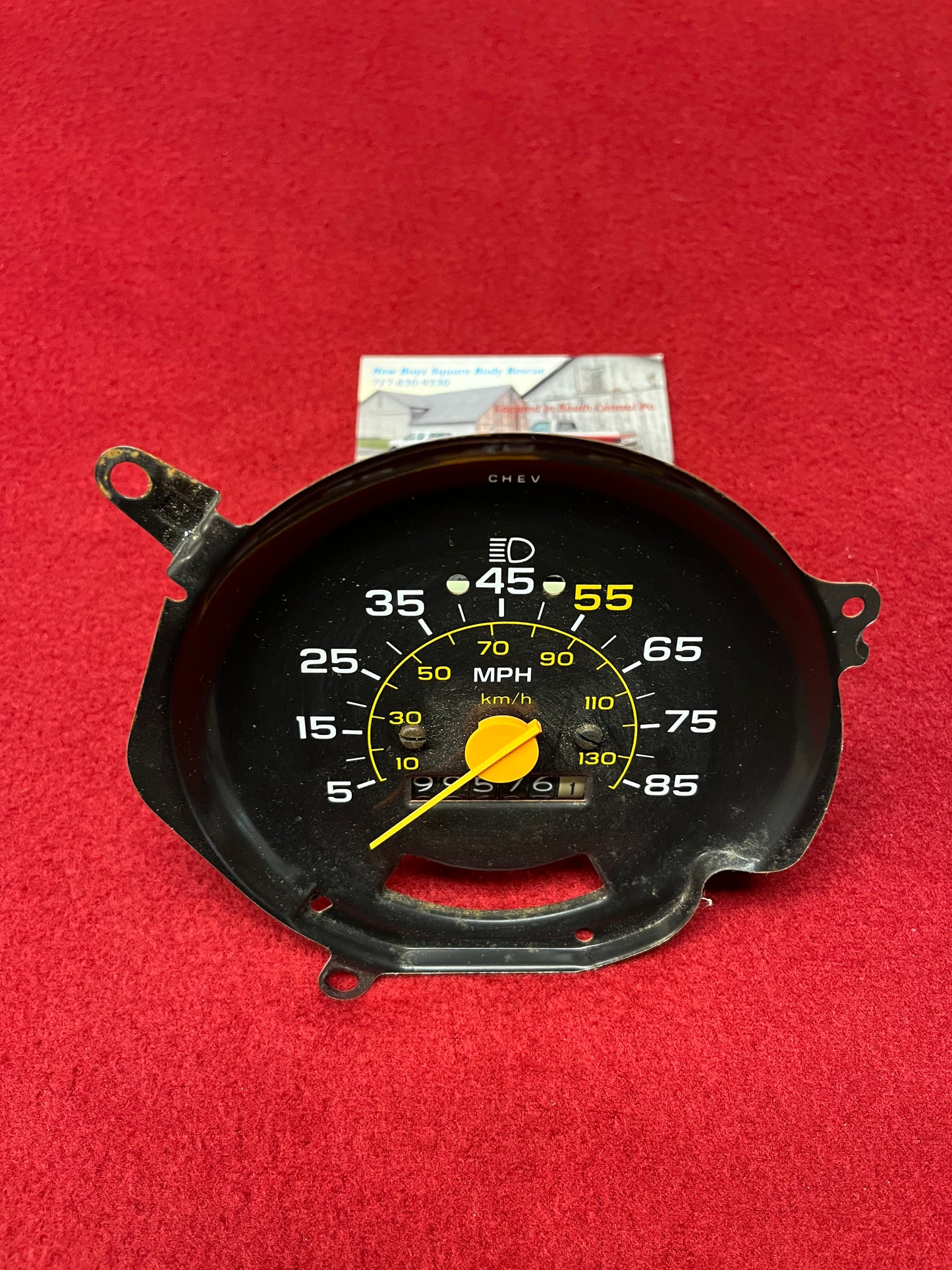 Head Assembly, Speedometer Head Assembly 85 MPH Yellow Needle