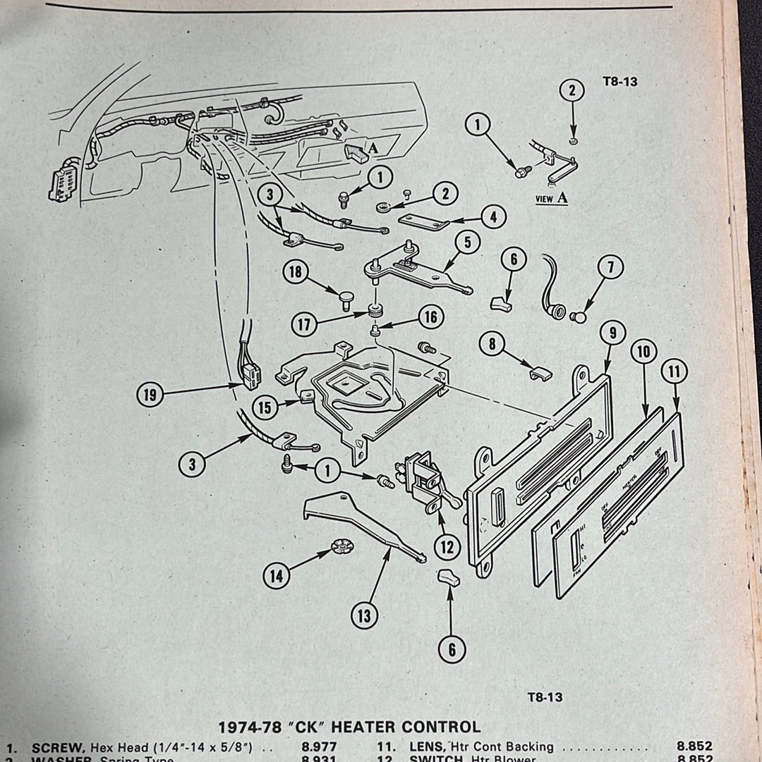 Heater Control Cables (1974-1982)